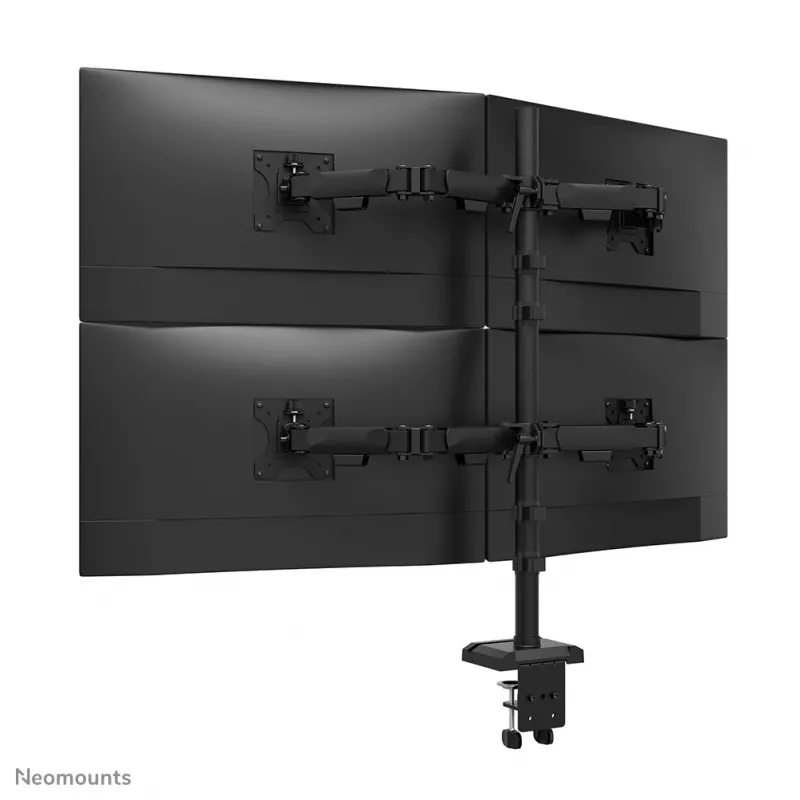 Četrkāršs monitora kronšteins Neomounts DS60-600BL2-2 10–32 collu ekrāniem, VESA 75x75–100x100, maks. slodze 8 kg, skava/caurums, melns