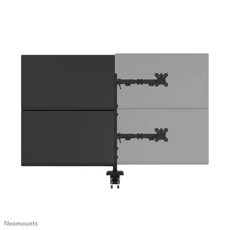 Četrkāršs monitora kronšteins Neomounts DS60-600BL2-2 10–32 collu ekrāniem, VESA 75x75–100x100, maks. slodze 8 kg, skava/caurums, melns