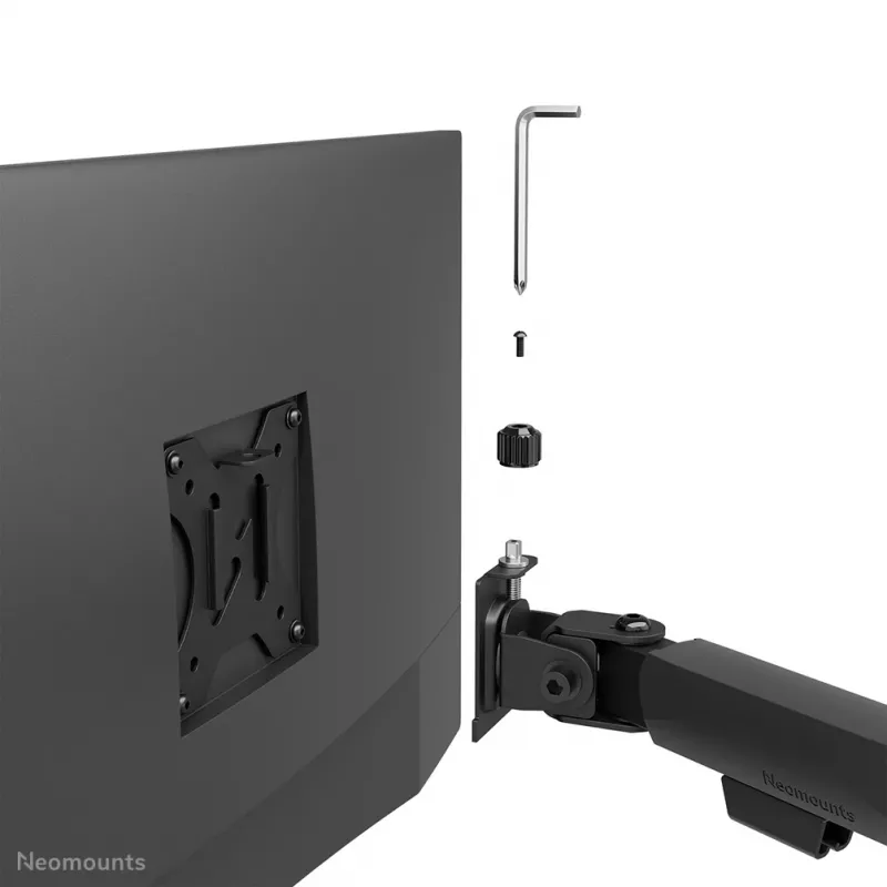 Četrkāršs monitora kronšteins Neomounts DS60-600BL2-2 10–32 collu ekrāniem, VESA 75x75–100x100, maks. slodze 8 kg, skava/caurums, melns