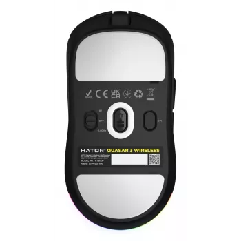 HATOR Quasar 3 Wireless pele Spēlēm Piemērota abām rokām RF Wireless + Bluetooth + USB Type-A Optiskā 12000 DPI