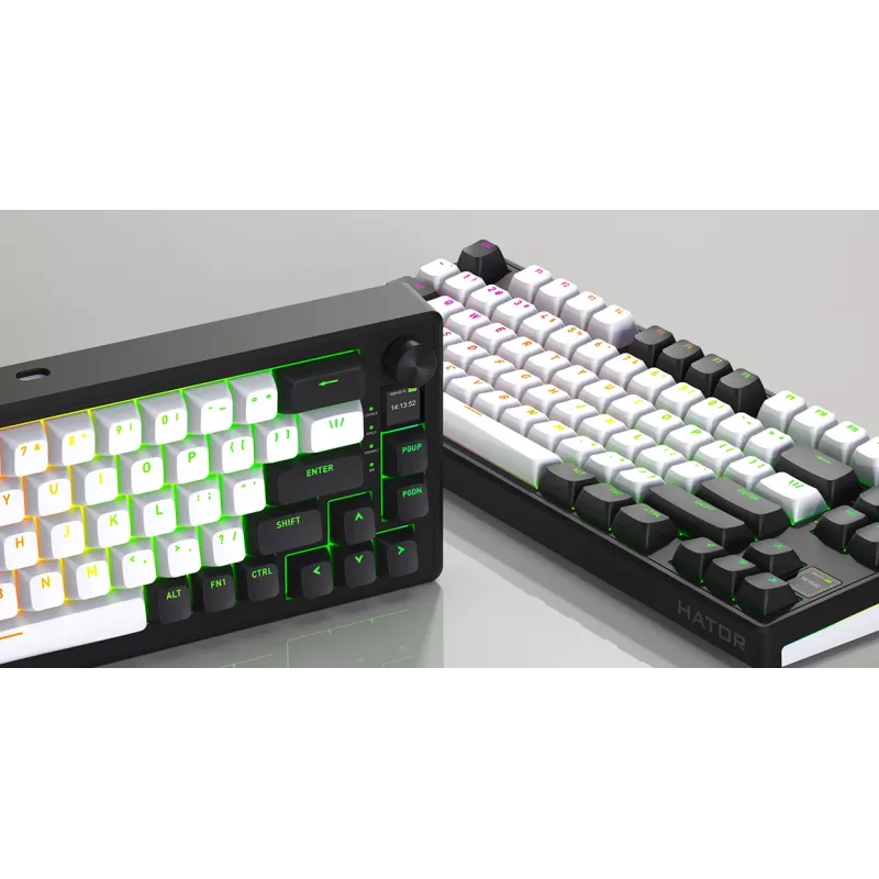 HATOR Skyfall 80 MAG ULTIMA 8K bezvadu tastatūra Gaming USB + RF Wireless + Bluetooth QWERTY US English Melna, Balta