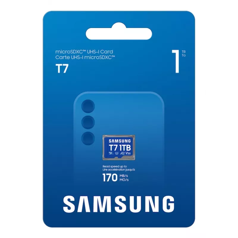 Samsung T7 microSD karte, 1 TB, MicroSDXC, UHS-I, 170 MB/s, 3. klase (U3), V30