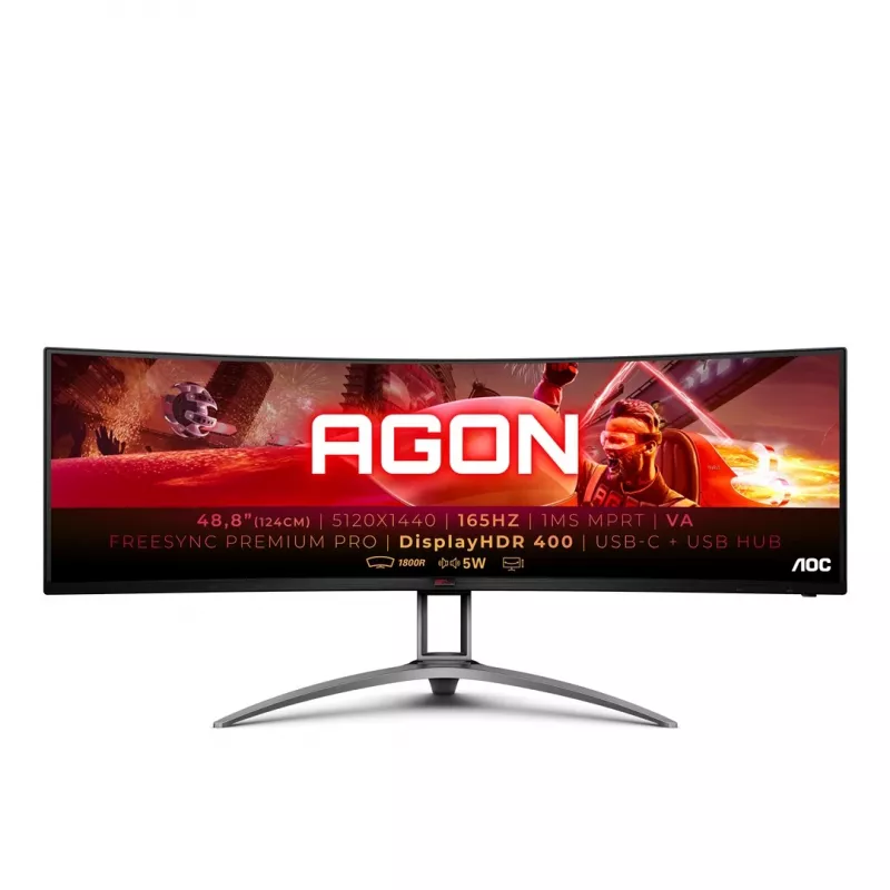 AOC B2 AG493UCX2 datora monitors 124 cm (48.8') 5120 x 1440 pikseļi Quad HD LED melns