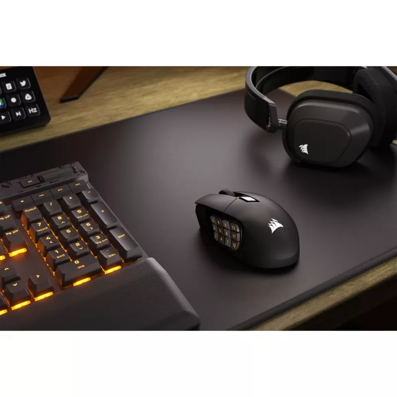 Corsair SCIMITAR ELITE WIRELESS pele Spēlēm Labročiem RF bezvadu + Bluetooth + USB Type-C Optiska 26000 DPI