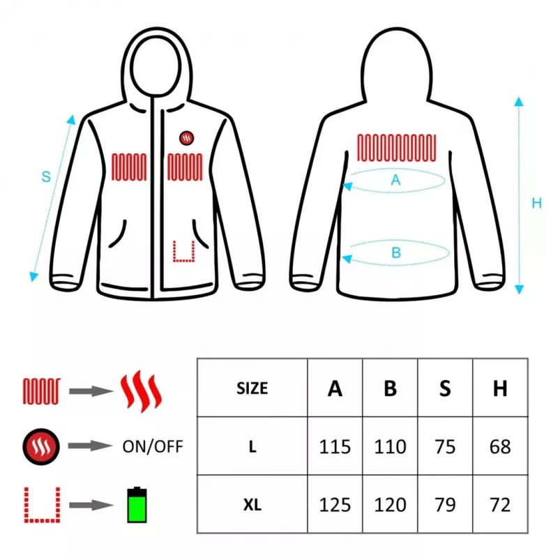 Vīriešu apsildāmā jaka, izmērs: L, XL