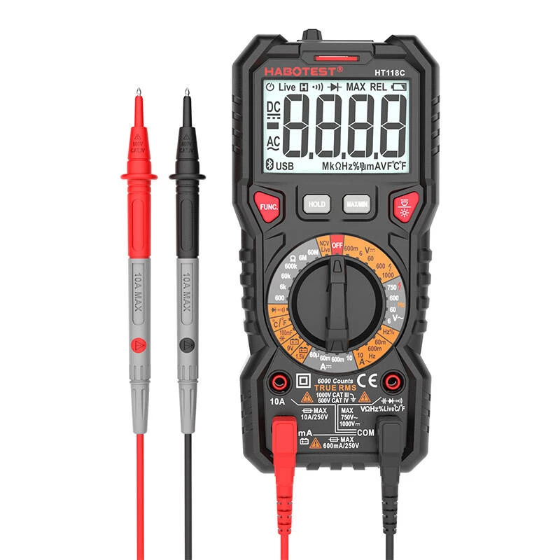 Digitālais multimetrs ar lukturīti Habotest HT118C, True RMS, NCV, akumulatora pārbaude
