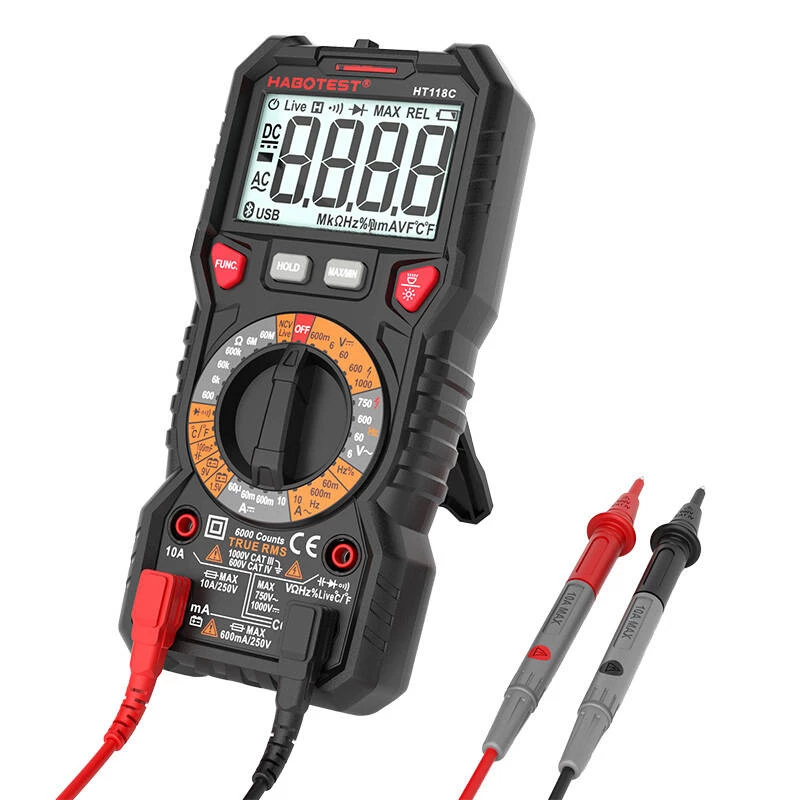 Digitālais multimetrs ar lukturīti Habotest HT118C, True RMS, NCV, akumulatora pārbaude