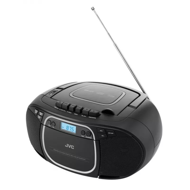 Pārnēsājams CD atskaņotājs JVC RC-E451B Melns — CD/MP3, Bluetooth, FM 87,5–108 MHz, USB, AUX, 3,2W RMS