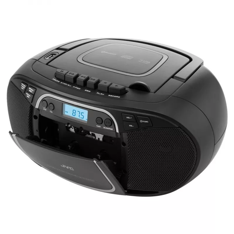 Pārnēsājams CD atskaņotājs JVC RC-E451B Melns — CD/MP3, Bluetooth, FM 87,5–108 MHz, USB, AUX, 3,2W RMS