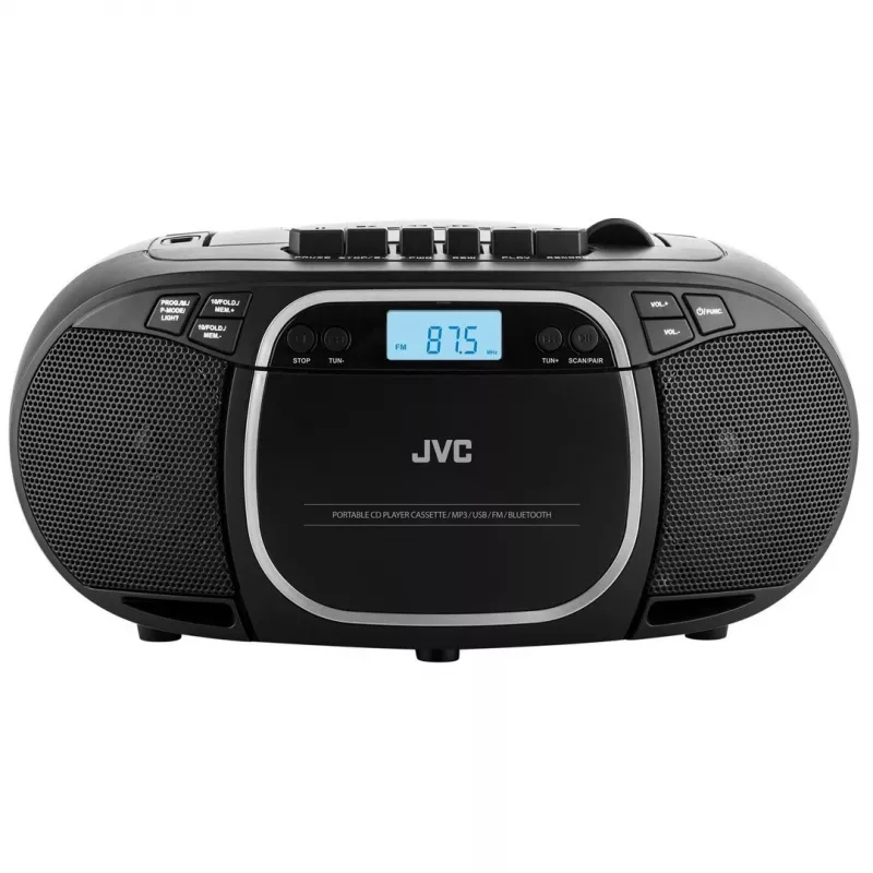 Pārnēsājams CD atskaņotājs JVC RC-E451B Melns — CD/MP3, Bluetooth, FM 87,5–108 MHz, USB, AUX, 3,2W RMS