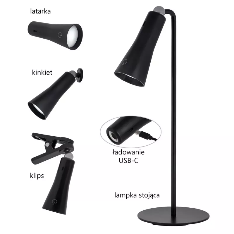 Activejet AJE-IDA 4IN1 daudzfunkcionāla lampa, melna
