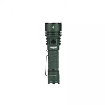 Rokas lukturītis AceBeam L16 2.0 zaļa — uzlādējams 21700 Li‑Ion, 5000 mAh, līdz 2100 lm, IP68, 7 izejas līmeņi