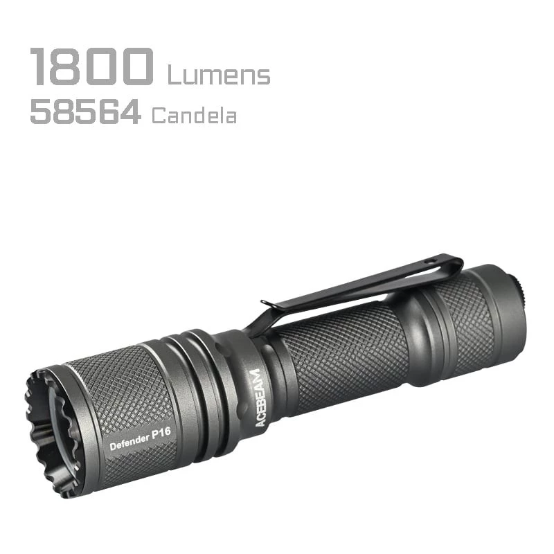 AceBeam P16 Uzlādējams LED Lukturītis 1000 Lūmenu Pelēks