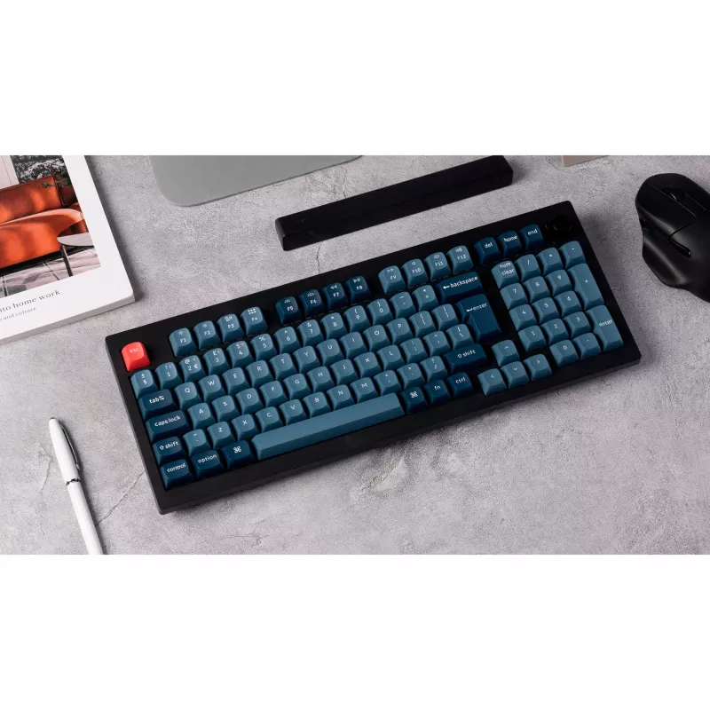 V5 Max, spēļu tastatūra melna/zili pelēka, DE izkārtojums, Gateron Jupiter Banana, Hot-Swap, RGB