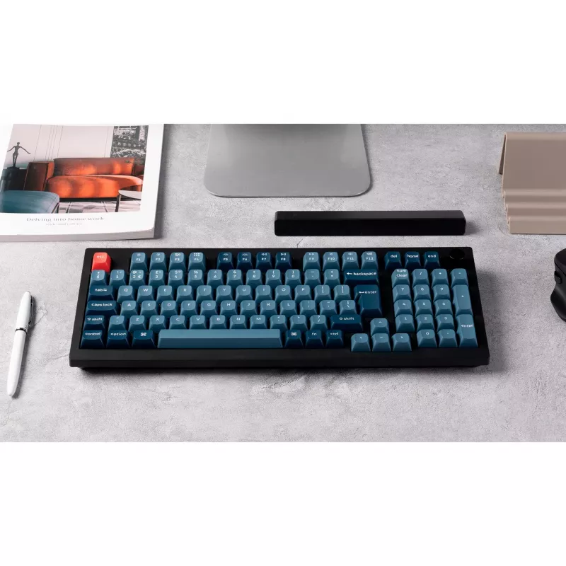 V5 Max, spēļu tastatūra melna/zili pelēka, DE izkārtojums, Gateron Jupiter Banana, Hot-Swap, RGB