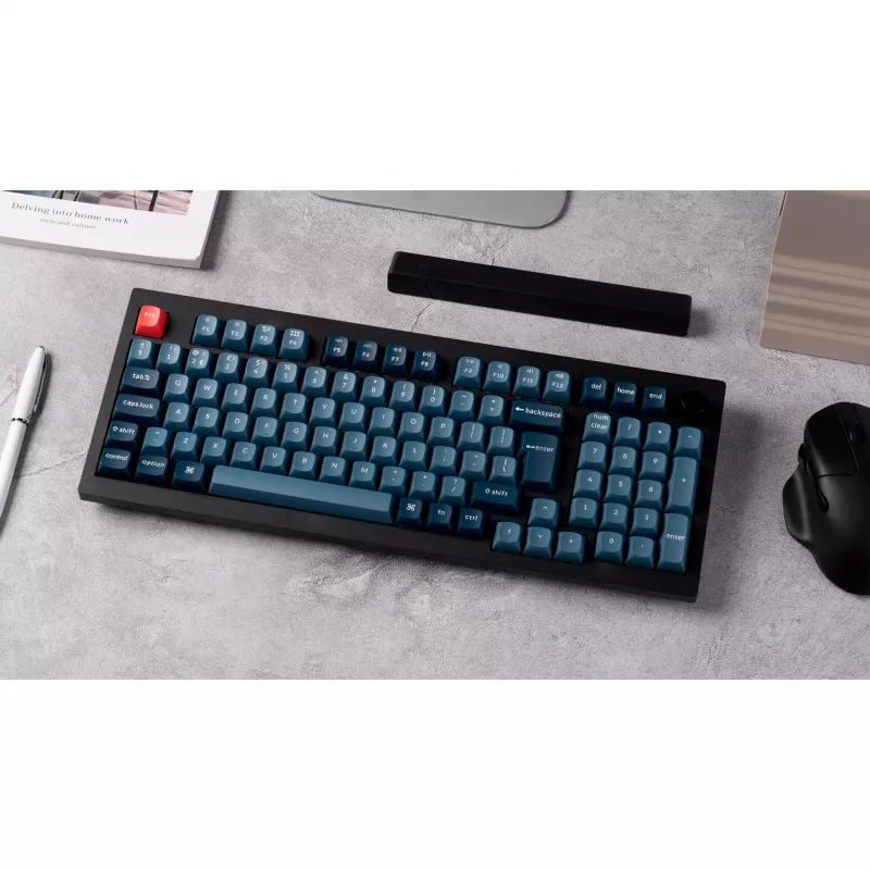 V5 Max, spēļu tastatūra melna/zili pelēka, DE izkārtojums, Gateron Jupiter Banana, Hot-Swap, RGB