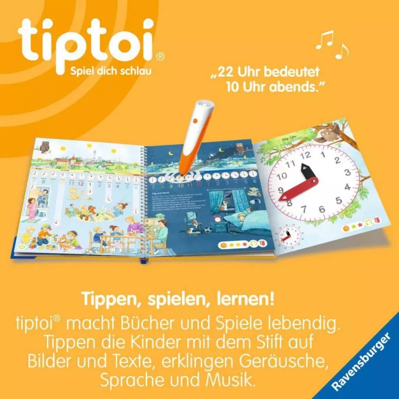 tiptoi Mana mācīšanās un rotaļu pasaule: Pulkstenis un laiks, mācību grāmata