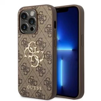 GUESS maciņš Guess GUHCP15L4GMGBR iPhone 15 Pro 6.1 brūns | brūns cietais maciņš 4G Big Metal Logo