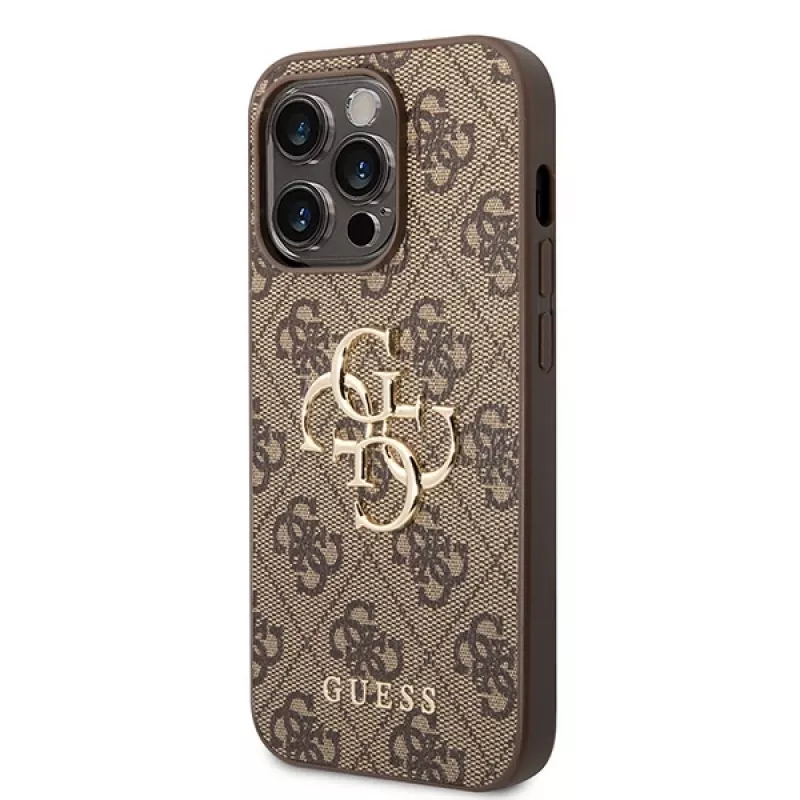 GUESS maciņš Guess GUHCP15L4GMGBR iPhone 15 Pro 6.1 brūns | brūns cietais maciņš 4G Big Metal Logo