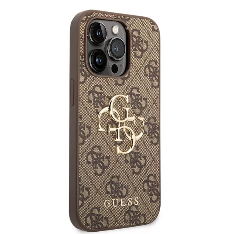 GUESS maciņš Guess GUHCP15L4GMGBR iPhone 15 Pro 6.1 brūns | brūns cietais maciņš 4G Big Metal Logo