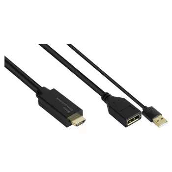Alcasa HDMI-AD22 video kabeļu adapteris 0,3 m HDMI Type A DisplayPort Melns