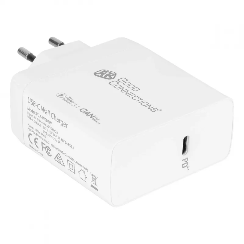 Mobilo ierīču lādētājs Alcasa PCA-W005W Universāls, balts, maiņstrāvas, ātrā uzlāde