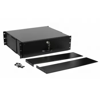 Atvilktnes bloks Equip Lockable Drawer 19' 3U RAL9005 melns