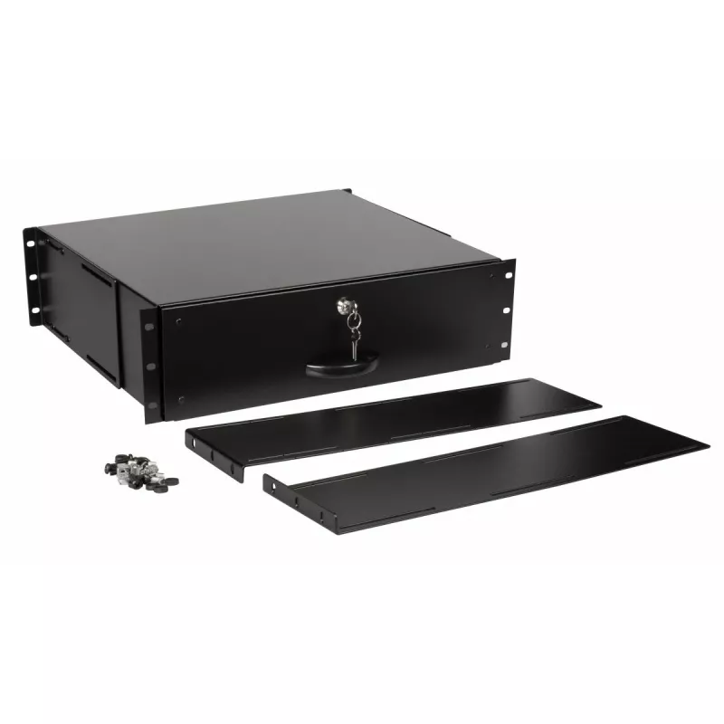 Atvilktnes bloks Equip Lockable Drawer 19' 3U RAL9005 melns