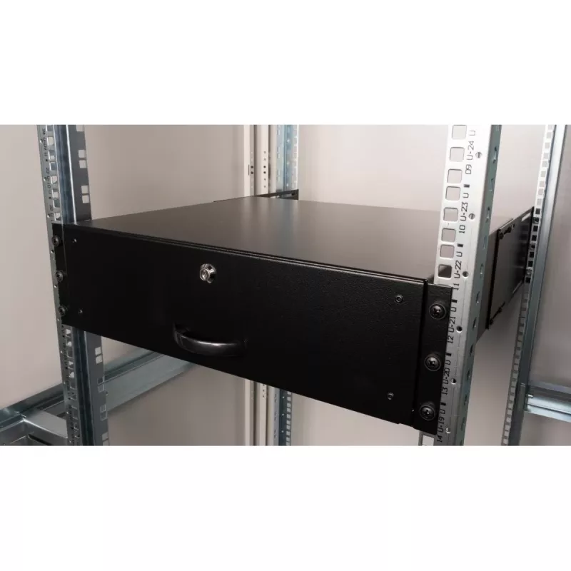 Atvilktnes bloks Equip Lockable Drawer 19' 3U RAL9005 melns