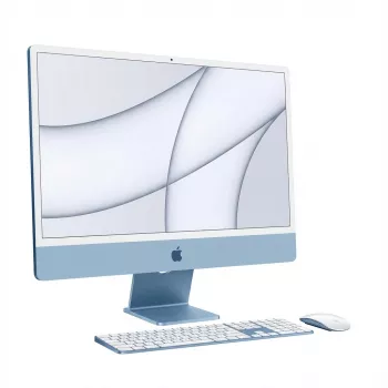 APPLE iMac Z1E5 59,62cm 23,5 collu standarta stikls M4 8C CPU/8C GPU/16C N.E. 16GB 256GB SSD Gbit Eth MM NumKey TID DE zils (Z1E5-MWUF3D/A-0799NS)
