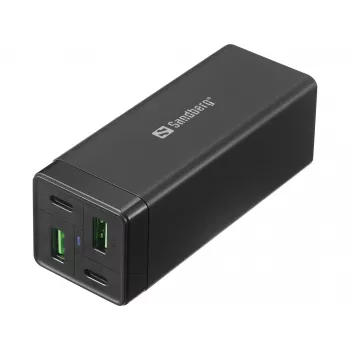 SANDBERG barošanas bloks - 65 W - 3,25 A - PD, QC - 4 izejas pieslēgvietas (2 x USB, 2 x USB-C)