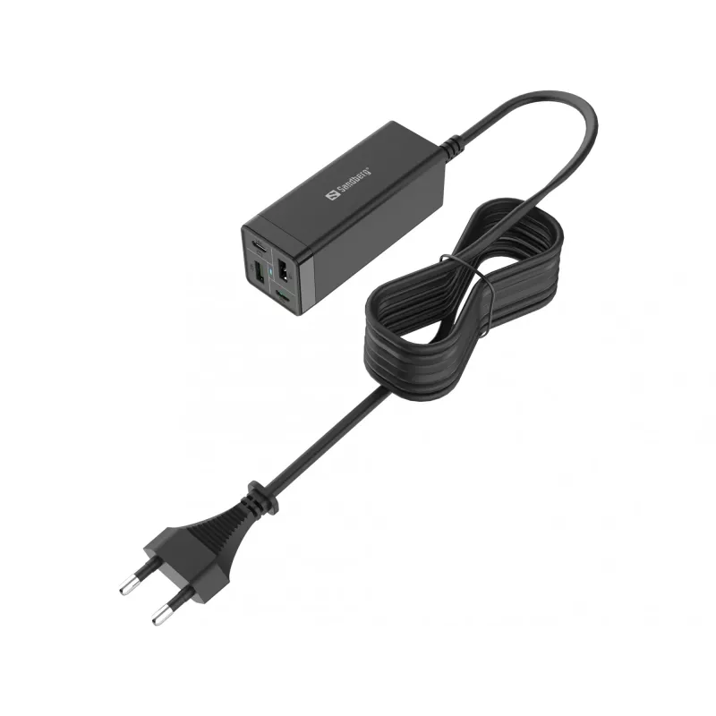 SANDBERG barošanas bloks - 65 W - 3,25 A - PD, QC - 4 izejas pieslēgvietas (2 x USB, 2 x USB-C)