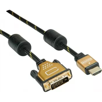 Roline Gold - Video kabelis - Dual Link - HDMI / DVI - DVI-D (vīr.) uz HDMI (vīr.) - 5 m - ekranēts - melns, zelts - 4K atbalsts