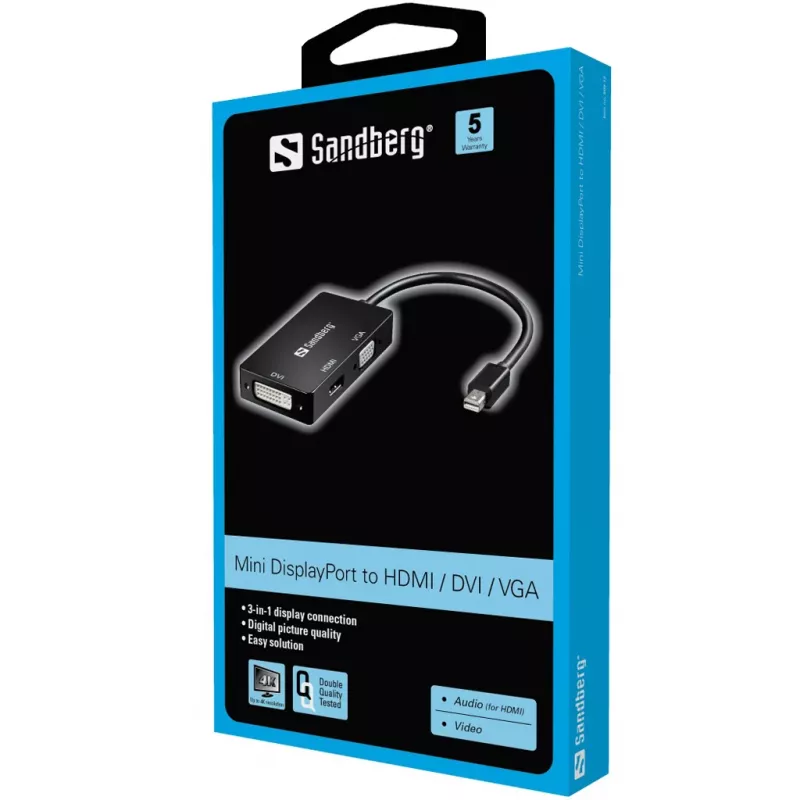 SANDBERG MiniDPHDMI+DVI+VGA adapter - Video converter