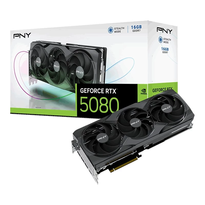 PNY GeForce RTX 5080 Triple Fan grafiskā karte, 16 GB GDDR7, PCI Express 5.0