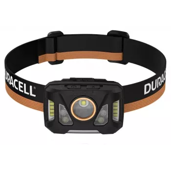 Priekšējais lukturis Duracell DH1000R — melns/oranžs, uzlādējams brīvroku apgaismojums