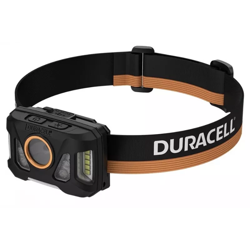 Priekšējais lukturis Duracell DH1000R — melns/oranžs, uzlādējams brīvroku apgaismojums