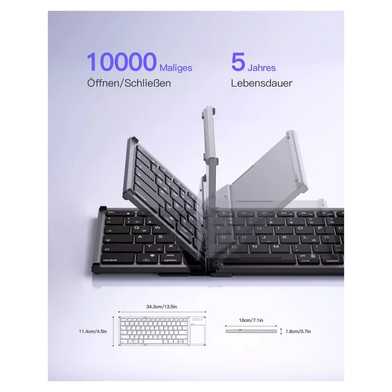 Inateck KB06101_STEEL GRAY tastatūra mājām RF bezvadu + Bluetooth QWERTZ angļu melna