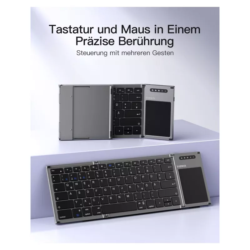 Inateck KB06101_STEEL GRAY tastatūra mājām RF bezvadu + Bluetooth QWERTZ angļu melna
