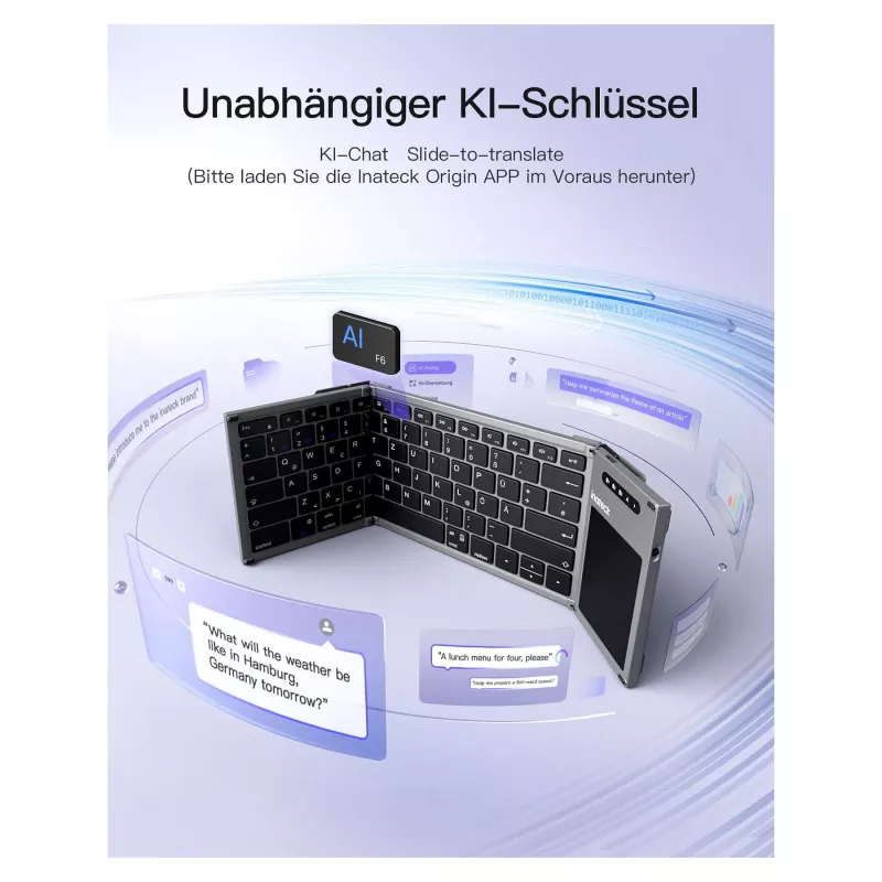 Inateck KB06101_STEEL GRAY tastatūra mājām RF bezvadu + Bluetooth QWERTZ angļu melna