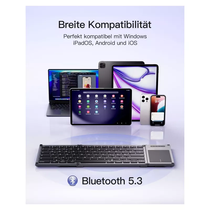 Inateck KB06101_STEEL GRAY tastatūra mājām RF bezvadu + Bluetooth QWERTZ angļu melna