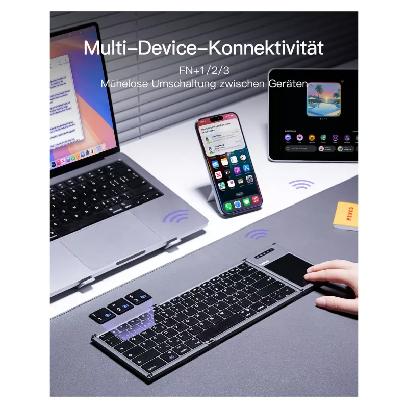 Inateck KB06101_STEEL GRAY tastatūra mājām RF bezvadu + Bluetooth QWERTZ angļu melna