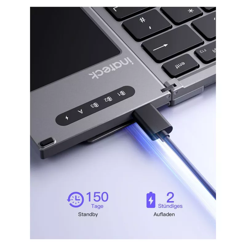 Inateck KB06101_STEEL GRAY tastatūra mājām RF bezvadu + Bluetooth QWERTZ angļu melna