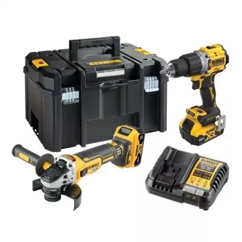 DeWalt DCK2026P2T-QW kombinācijas komplekts DCD805 + DCG405, 18 V XR 2×5,0 Ah melns, dzeltens