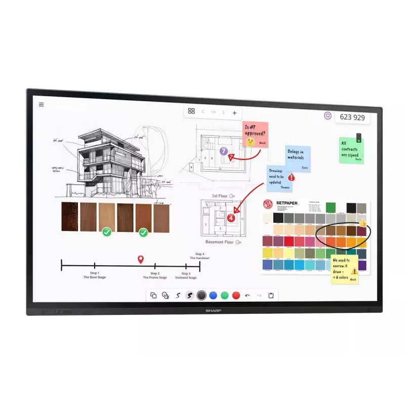 Interaktīvais plakanais panelis Sharp PN-LA862 86 collas 4K Ultra HD skārienjūtīgs Melns