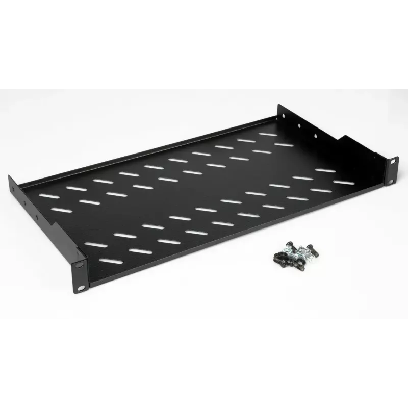 Plaukta plaukts EQUIP Fixed Shelf 19 collas, 1U, 400 mm dziļums, melns, 485 mm platums