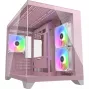 Mini Tower PC Case Cougar FV150 ARGB — rozā, atbalsta 2x 120/140 mm sānu ventilatorus, 1x 120 mm aizmugurē, 2.5 collu/3.5 collu HDD, 285×435×365 mm