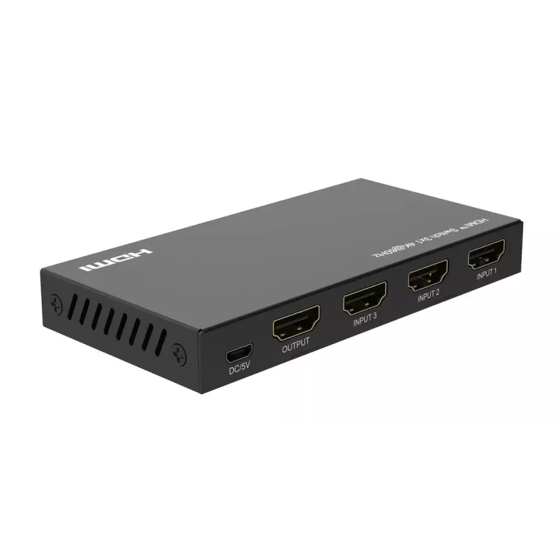 Video pārslēdzējs MicroConnect MC-HDMISWITCH0301-4K 4K 60Hz Melns metāla