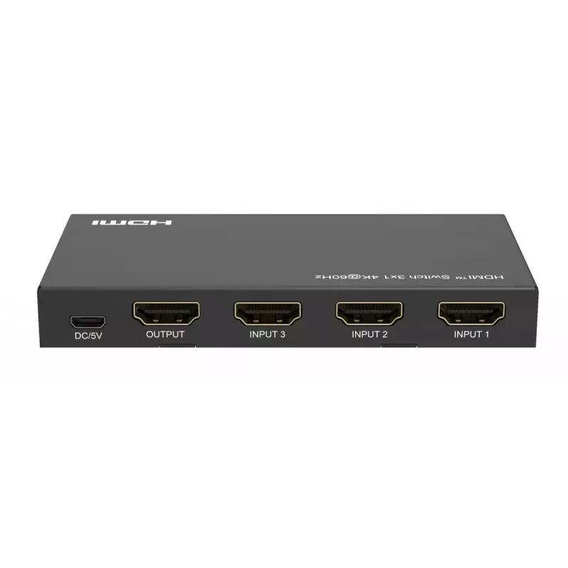Video pārslēdzējs MicroConnect MC-HDMISWITCH0301-4K 4K 60Hz Melns metāla