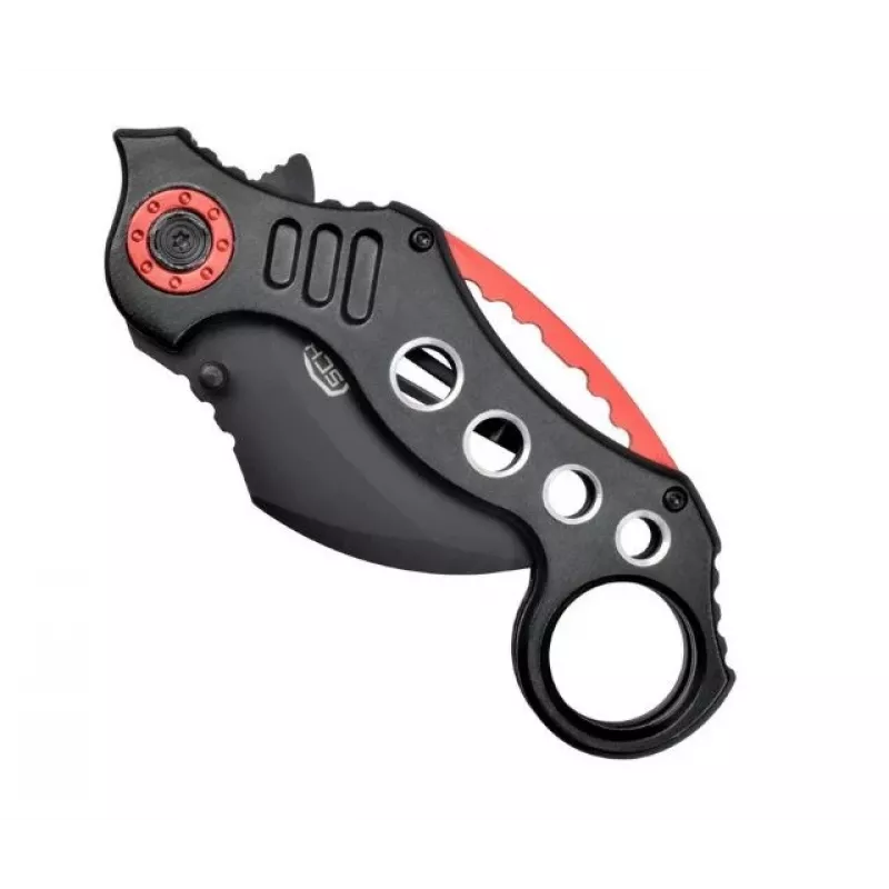 Kabatas karambs SCK K29 — fiksēta asmens stils, melns un sarkans rokturis